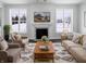 Inviting living room with fireplace, bright windows, cozy seating and stylish rug at 13820 N Honey Creek Dr, Camby, IN 46113