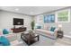Comfortable living room with grey walls, nice floors, modern furniture, and a large TV at 1641 Whistler Terrace, Indianapolis, IN 46229