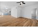 The spacious living area features wood floors and modern lighting at 1822 N Dexter St, Indianapolis, IN 46202
