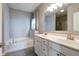 Bright bathroom featuring a soaking tub, double vanity, and neutral decor for a relaxing experience at 3581 Free Spirit Ct, Westfield, IN 46074