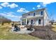Scenic backyard with a stone patio, outdoor seating, and a fire pit, perfect for entertaining at 4052 Saddle Club S Pkwy, Bargersville, IN 46106
