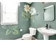 Stylish half bathroom featuring floral wallpaper and a pedestal sink at 4052 Saddle Club S Pkwy, Bargersville, IN 46106