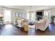 Bright and airy living room featuring a stone fireplace and hardwood floors at 4052 Saddle Club S Pkwy, Bargersville, IN 46106