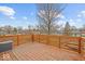 Large wooden back deck with a view of the treed backyard at 4448 Aristocrat Cir, Indianapolis, IN 46235
