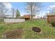 Expansive backyard featuring a pool, fire pit, and wooden pergola at 4448 Aristocrat Cir, Indianapolis, IN 46235