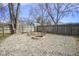 Fenced backyard with a stone fire pit and comfortable seating area at 5415 Wallace Ave, Indianapolis, IN 46220