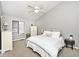 The bedroom with two dressers and a large ceiling fan at 8077 Foxchase Dr, Indianapolis, IN 46256