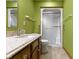 The bathroom features a granite countertop, a modern sink and faucet, and a shower at 153 Monticello Ct, Noblesville, IN 46060