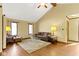 Bright living room with vaulted ceiling, hardwood flooring, and ample natural light at 153 Monticello Ct, Noblesville, IN 46060