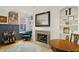 A comfortable living room with a fireplace, built-in shelves, and elegant decor is shown in this interior shot at 226 N Cleveland St # 226E, Indianapolis, IN 46204