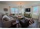 Spacious living room with comfortable seating, a large TV, and bright natural light through large windows at 2349 Dixon Creek Dr, Whitestown, IN 46075