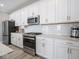 Modern kitchen with white cabinets, stainless steel appliances, and granite countertops at 3252 Jasper Ln, Brownsburg, IN 46112