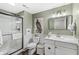 Elegant bathroom with a glass-enclosed shower, modern fixtures, and a stylish vanity at 3342 Challenger Dr, Plainfield, IN 46168