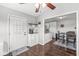 Welcoming entryway includes a coffee bar, door to the backyard, and an adjacent dining area for easy entertaining at 5806 Belvista Dr, Plainfield, IN 46168