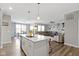 Open-concept kitchen with a center island, stainless steel appliances, and an adjacent dining area, ideal for modern living at 7014 Covington St, Lebanon, IN 46052