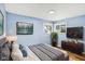 Stylish bedroom with a plush bed, modern decor, and natural light from the windows at 7133 Mc Lain Dr, Indianapolis, IN 46217
