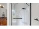 Bathroom features modern glass shower with matte black hardware at 7845 W Hillside Dr, Columbus, IN 47201