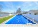 Spacious backyard featuring an above ground pool and ample space for recreation at 97 N Maple St, Pittsboro, IN 46167