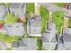 Bird's-eye view highlighting meticulously landscaped yards and elegant homes in a quiet community at 3539 Clearwater Cir, Indianapolis, IN 46240