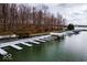A dock with multiple boat slips for convenient water access and recreation at 395 Breakwater Dr, Fishers, IN 46037