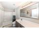 Modern bathroom with vanity, shower and tub featuring a modern design at 4255 Kettering Dr, Zionsville, IN 46077