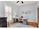 Bright office with hardwood floors, shutters, modern desk and decor at 450 W Ash St, Zionsville, IN 46077