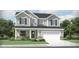 Charming two-story home featuring gray siding, a two-car garage, well-maintained lawn, and professionally landscaped front yard at 5777 Greenbrier Ct, Brownsburg, IN 46112