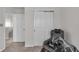 A hallway shows doors and an open doorway with carpeted floors at 6180 N Rosewood Dr, McCordsville, IN 46055