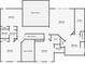 Second-floor floor plan displaying bedrooms, bathrooms, closets and 