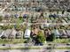 Aerial view of houses in a neighborhood featuring mature trees and well-manicured lawns at 741 Dequincy St, Indianapolis, IN 46201