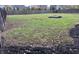 Large backyard bordered by a wooden fence and mulch; features an outdoor fire pit at 7874 E County Road 200 N, Avon, IN 46123