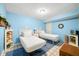 A charming bedroom with two twin beds, offering a cozy and inviting retreat with a neutral color scheme at 8968 Old Haggard Rd, Morgantown, IN 46160