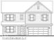 This home has a covered front porch, a two-car garage, and symmetrical window placement with decorative shutters at 9113 Steinbeck Ln, Indianapolis, IN 46239