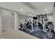 Basement gym features exercise equipment and a mounted TV, perfect for workouts in your own home at 9253 Windrift Way, Zionsville, IN 46077
