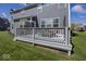 Enjoy outdoor living on this spacious back deck with gray railings and adjacent well-maintained lawn at 10027 Landis Blvd, Fishers, IN 46040