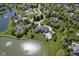 Stunning aerial view of an estate home, showcasing a pool, pond, and lush green landscaping at , Carmel, IN 46032