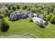 Beautiful aerial view of a luxury estate with a swimming pool and picturesque pond at , Carmel, IN 46032
