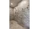 Elegant walk-in shower featuring stylish tile, shower head and bronze shower accessories at , Carmel, IN 46032