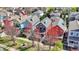 Aerial view of colorful homes with well-maintained lawns and inviting curb appeal at 2037 Rhettsbury St, Carmel, IN 46032