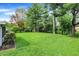 Lush backyard featuring mature trees, a well-kept lawn, and privacy at 4146 Roselawn Ave, Columbus, IN 47203