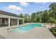 Inviting pool and shaded patio area surrounded by lush greenery in a community setting at 5120 Melbourne Pl, Zionsville, IN 46077