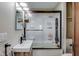 Bathroom featuring a shower and a sink with a mirrored medicine cabinet at 5330 Manker St, Indianapolis, IN 46227