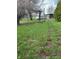 Backyard features a shed, green grass, and stepping stone pathway at 805 W 3Rd St, Alexandria, IN 46001