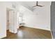 Bright main bedroom features an attached study area with built-in desk at 932 Broadway St # 15, Indianapolis, IN 46202