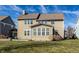 Spacious backyard with well-manicured lawn, bordered by lush landscaping, showcasing the home's back exterior and patio at 12729 Brandenburg Dr, Carmel, IN 46032