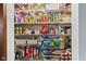 Well-organized walk-in pantry offering ample shelving for storing groceries and household items at 139 W Jefferson St, Jamestown, IN 46147