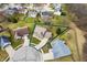 Aerial view of the home with a triangular property boundary, driveway, and cul-de-sac at 17918 Lucas Cir, Westfield, IN 46074