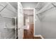 A walk-in closet with multiple white wire shelves is ready for storage and organization at 1975 Westminster Pl, Columbus, IN 47201