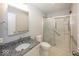 Bathroom featuring a granite vanity top, walk-in shower with grab bars at 3013 Crimson W Ct # 42, Carmel, IN 46033