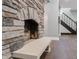 Close up of stone fireplace showcasing quality and design details at 350 N Belleview Pl, Indianapolis, IN 46222